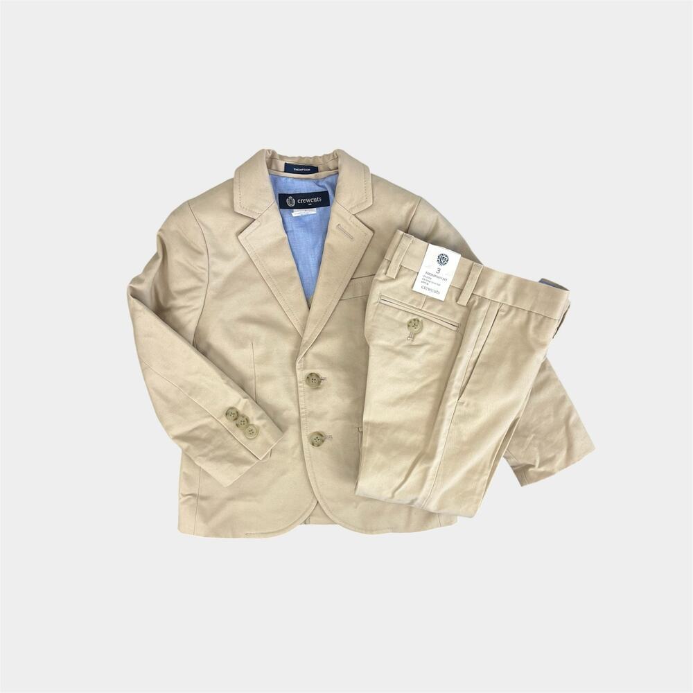 Crewcuts Boys Thompson Suit Jacket and Pants Khaki 3T NWT